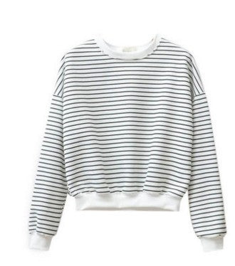 Black and White Striped Hoodie for Women - Casual Jacket