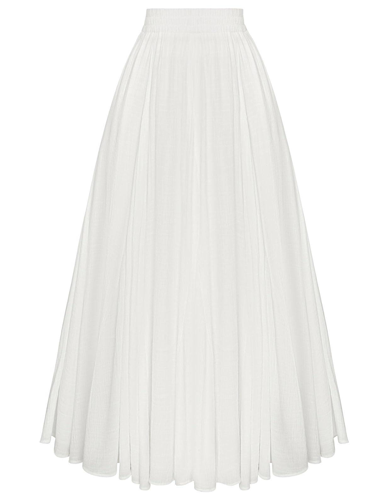 Scarlet Darkness Women Casual Maxi Skirt Flowy Bohemian Renaissance Long Skirts White L