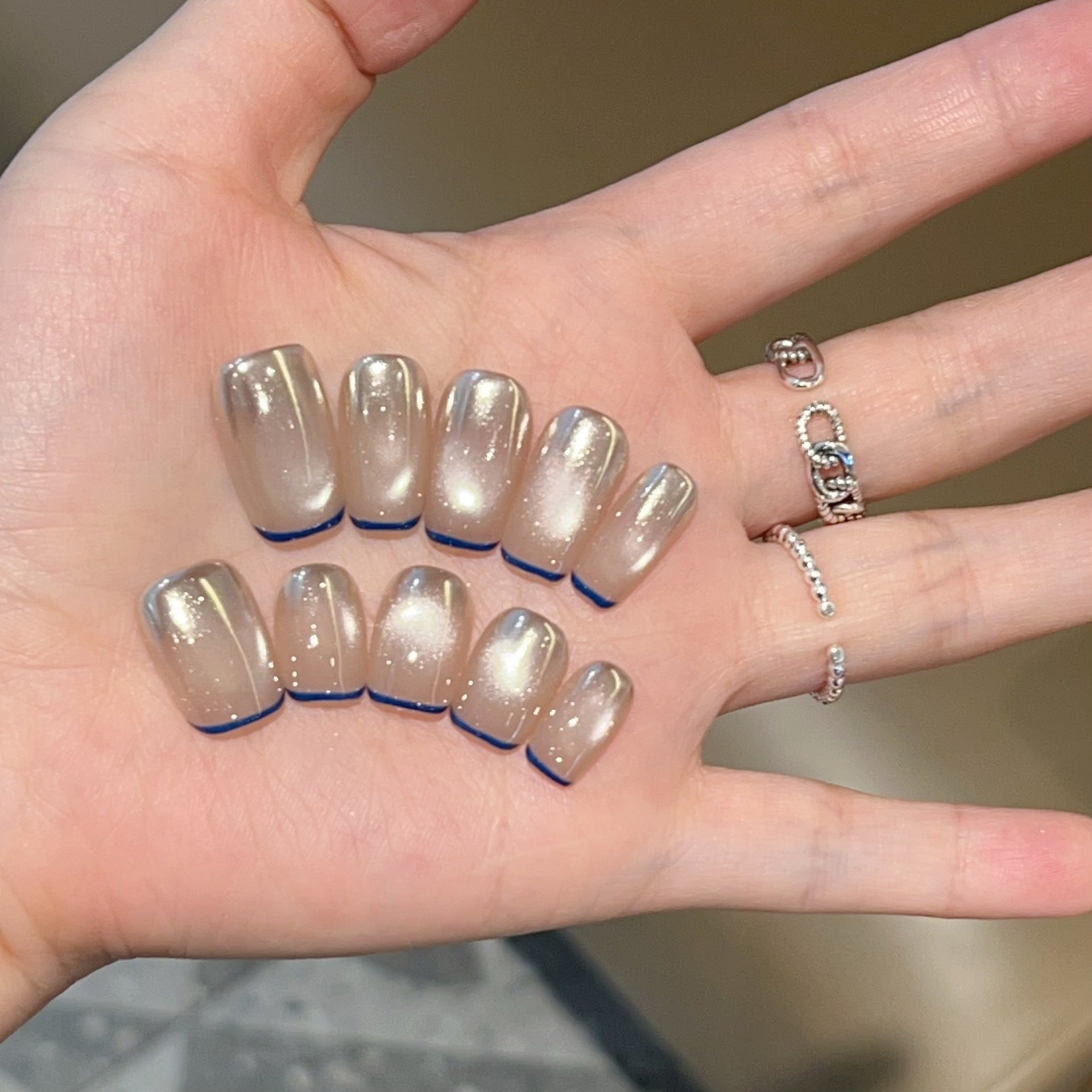 French Cat Eye Wearable Artificial Nails