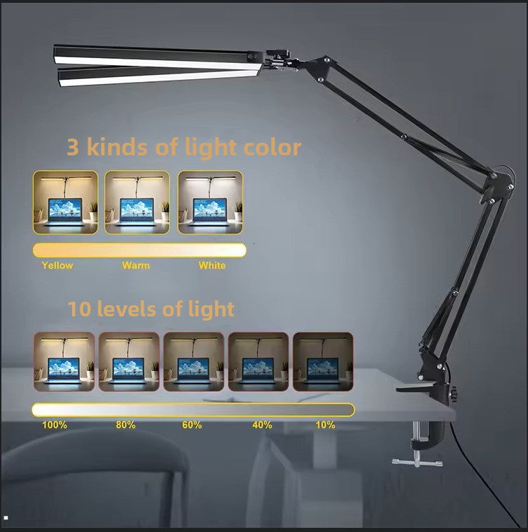 Double-headed long-arm clamp desk lamp