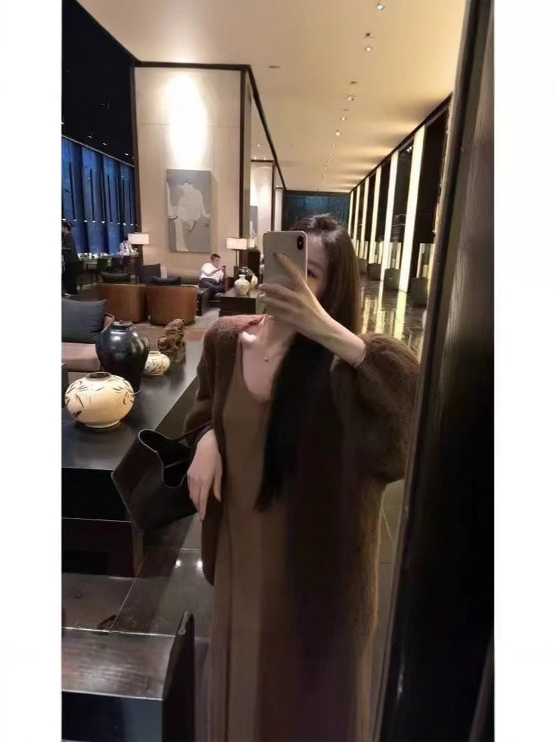 Soft and cozy Korean-style lazy-chic sweater coat for women