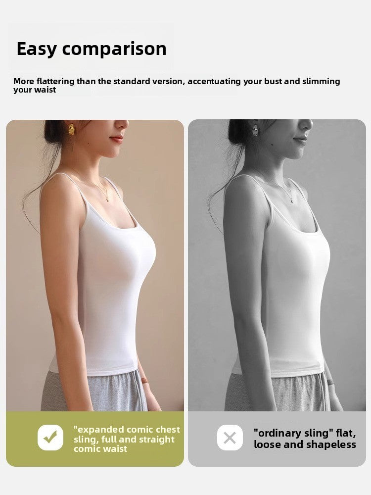 Cartoon Style Camisole with Built-In Chest Pads Sleeveless Top