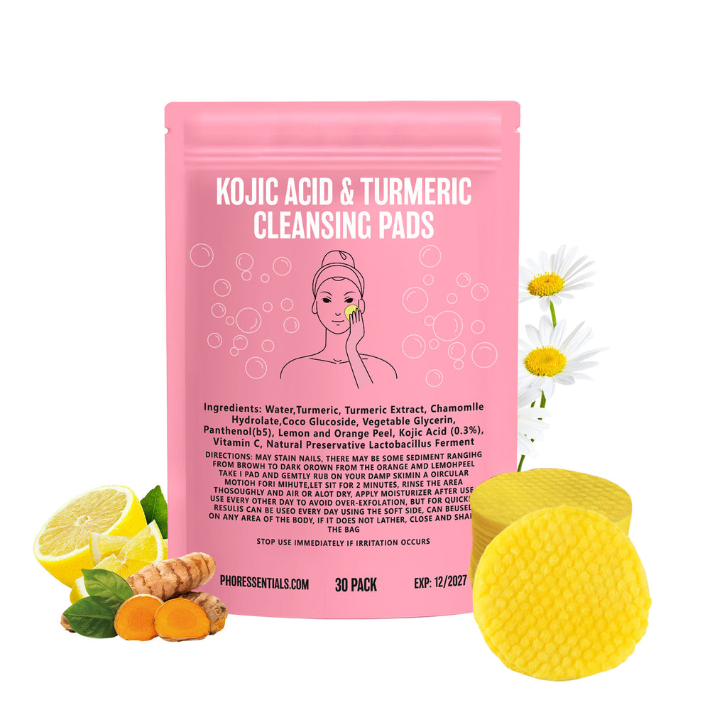 Kojic Acid Cleansing Pore Gentle Not Tight Daily Skin Care Moisturizing and Brightening Facial Turmeric Cleansing Pad