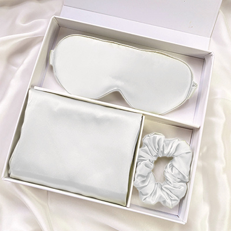 Luxury Mulberry Silk Sleep Set with Pillowcase Hair Tie Eye Mask