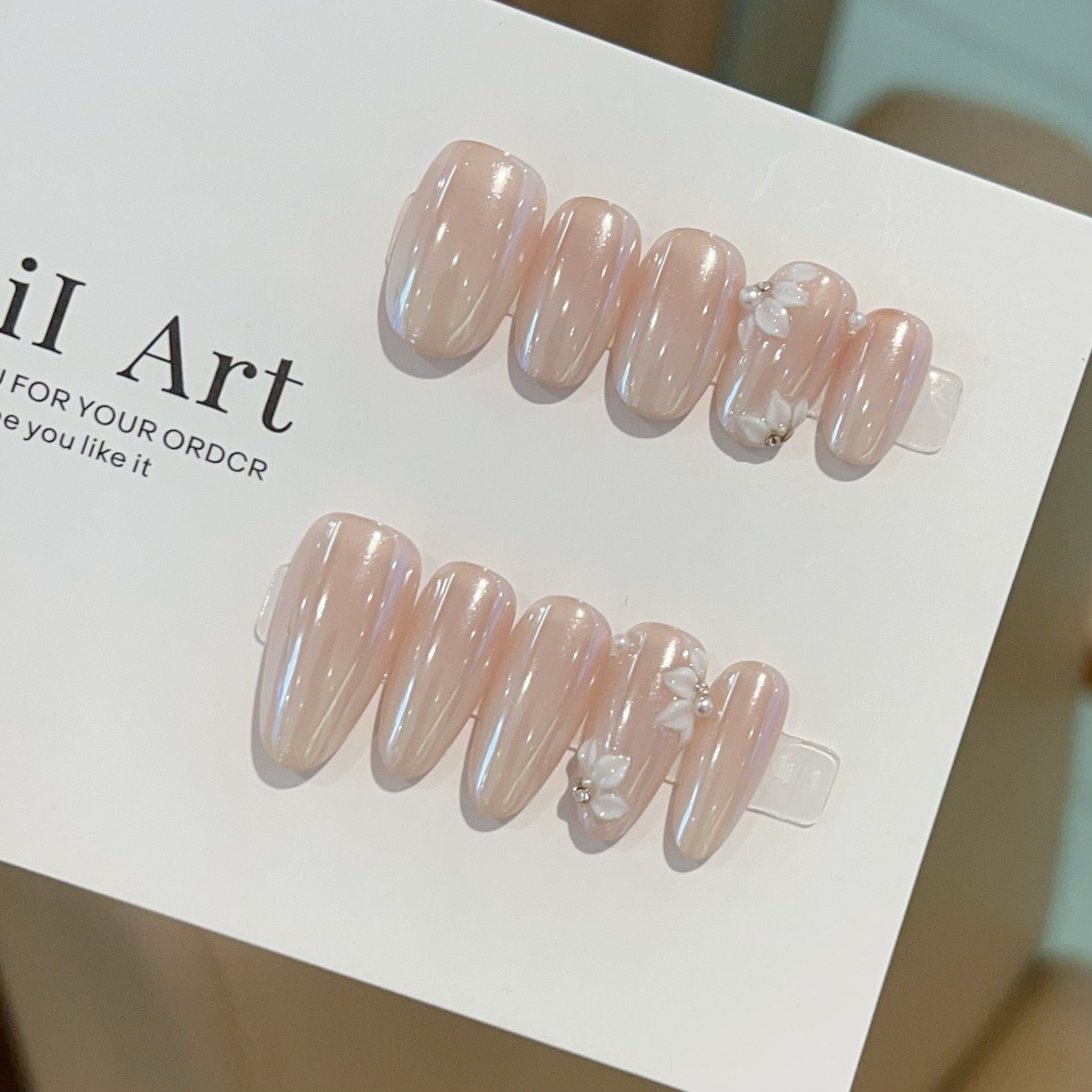 Cool white carved wearable nails