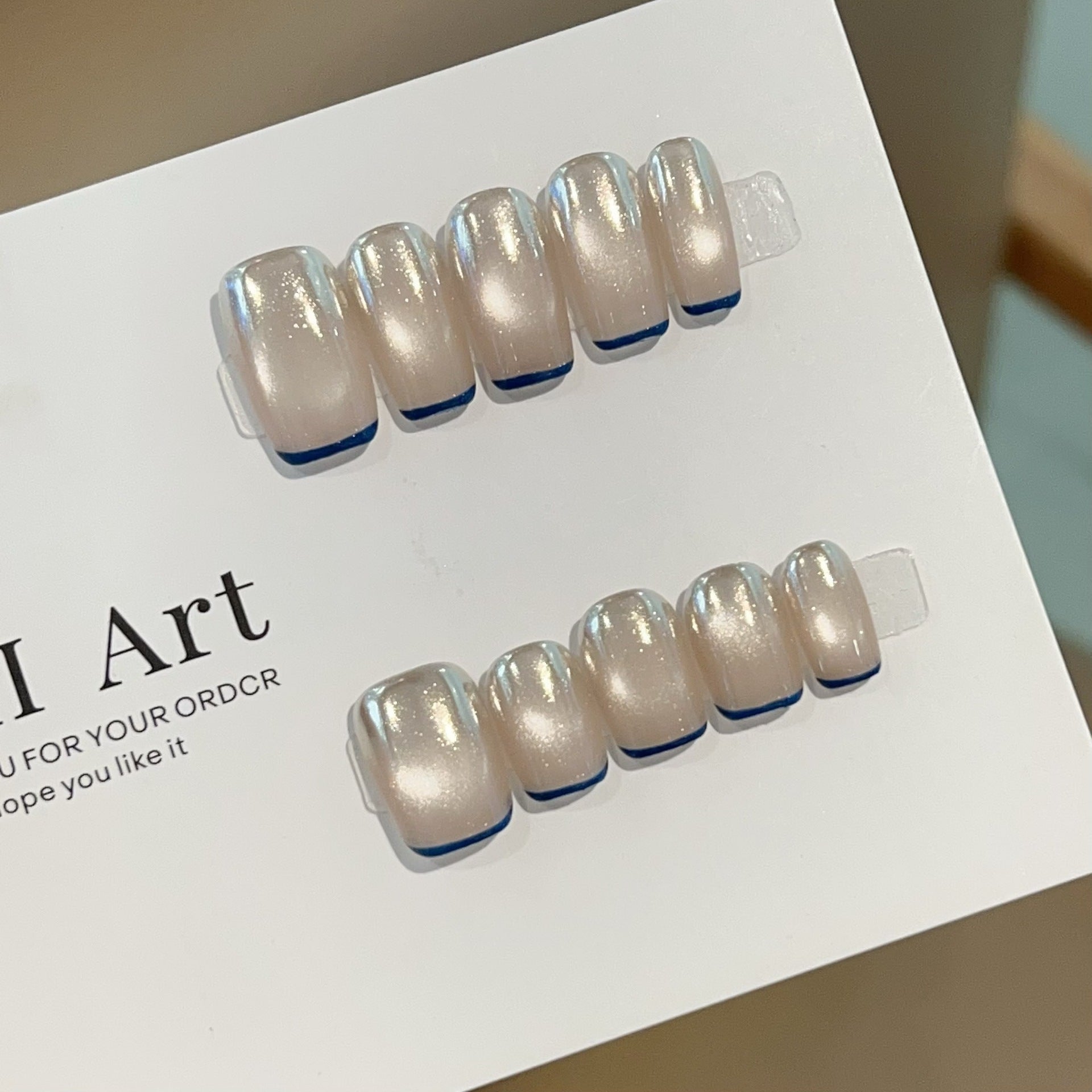 French Cat Eye Wearable Artificial Nails