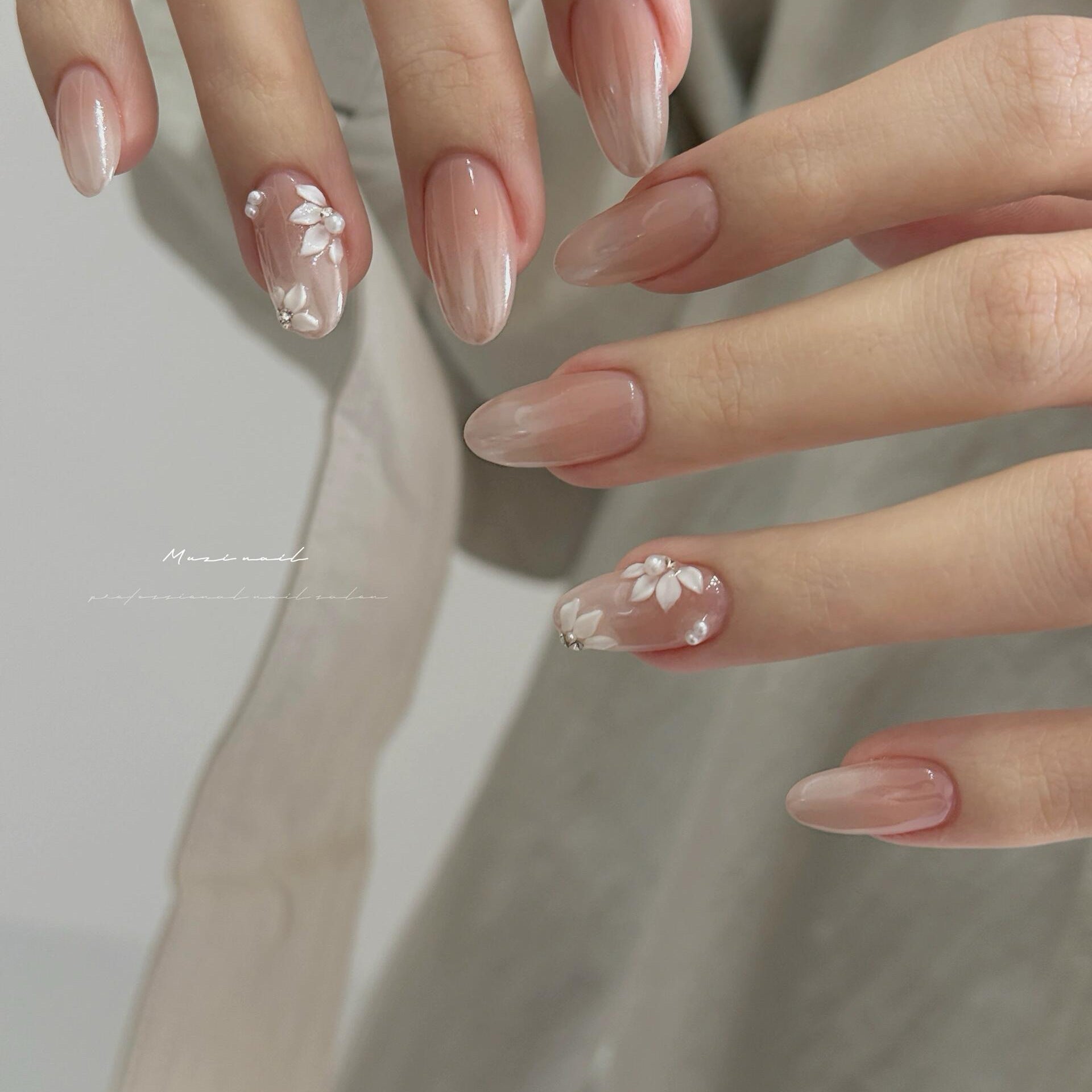 Cool white carved wearable nails