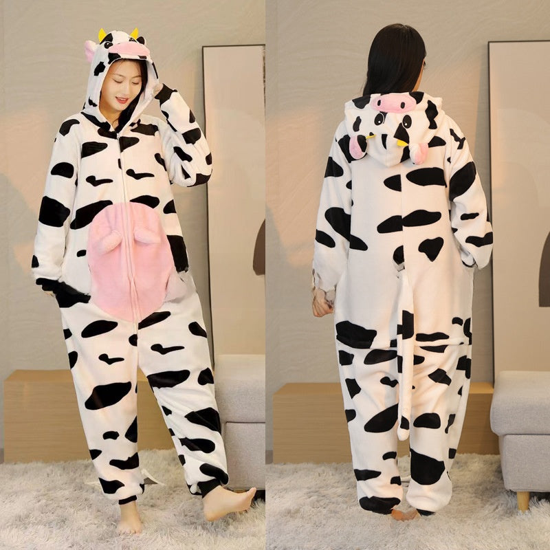 2025 New Flannel Cartoon Animal Onesie Pajamas for Couples