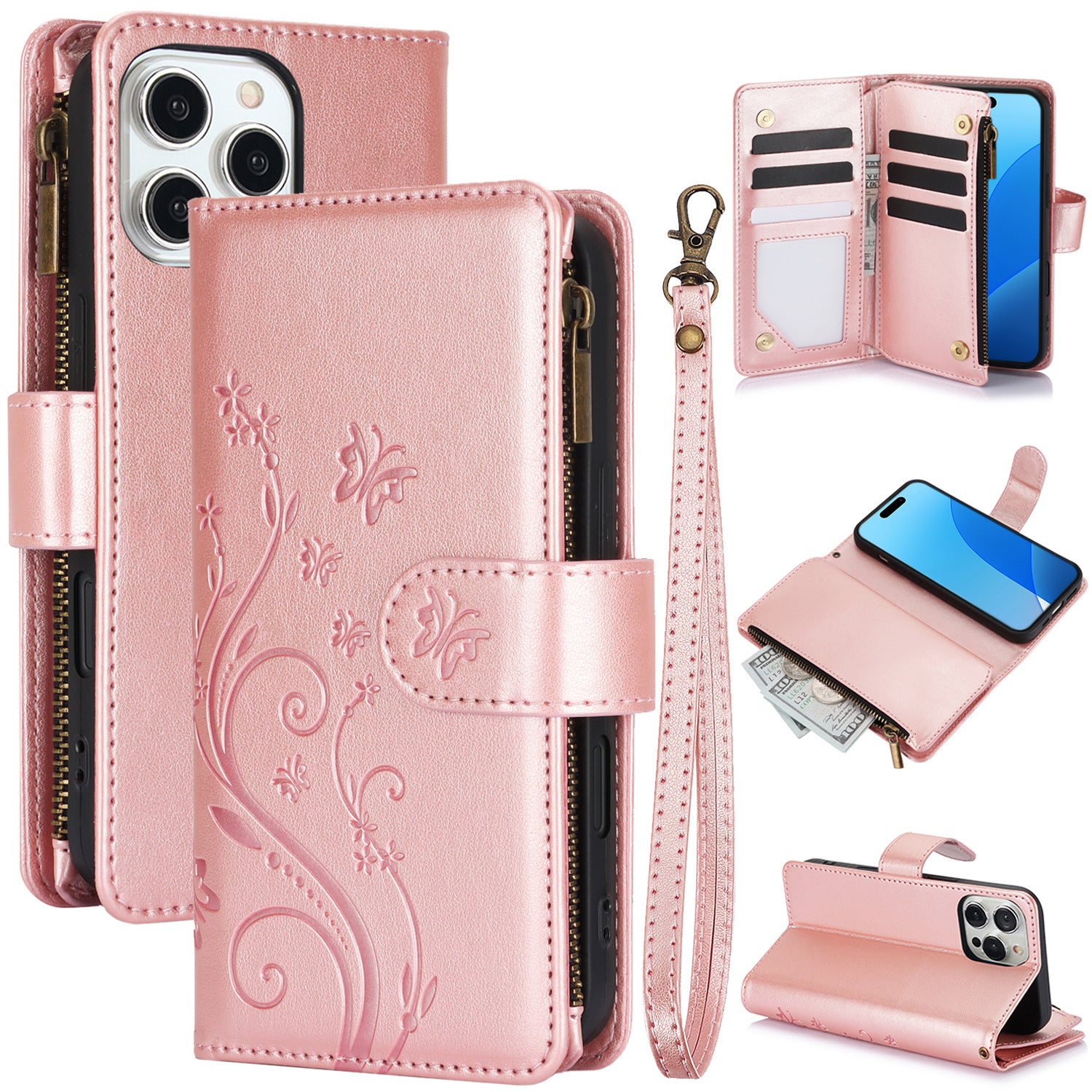 Creative Butterfly Zipper Bag Compatible with iPhone 17 Pro