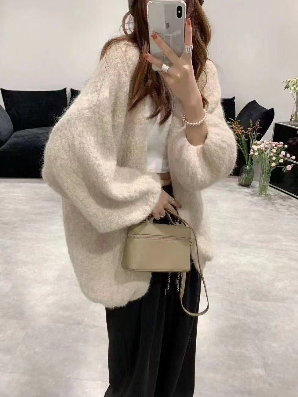 Soft and cozy Korean-style lazy-chic sweater coat for women