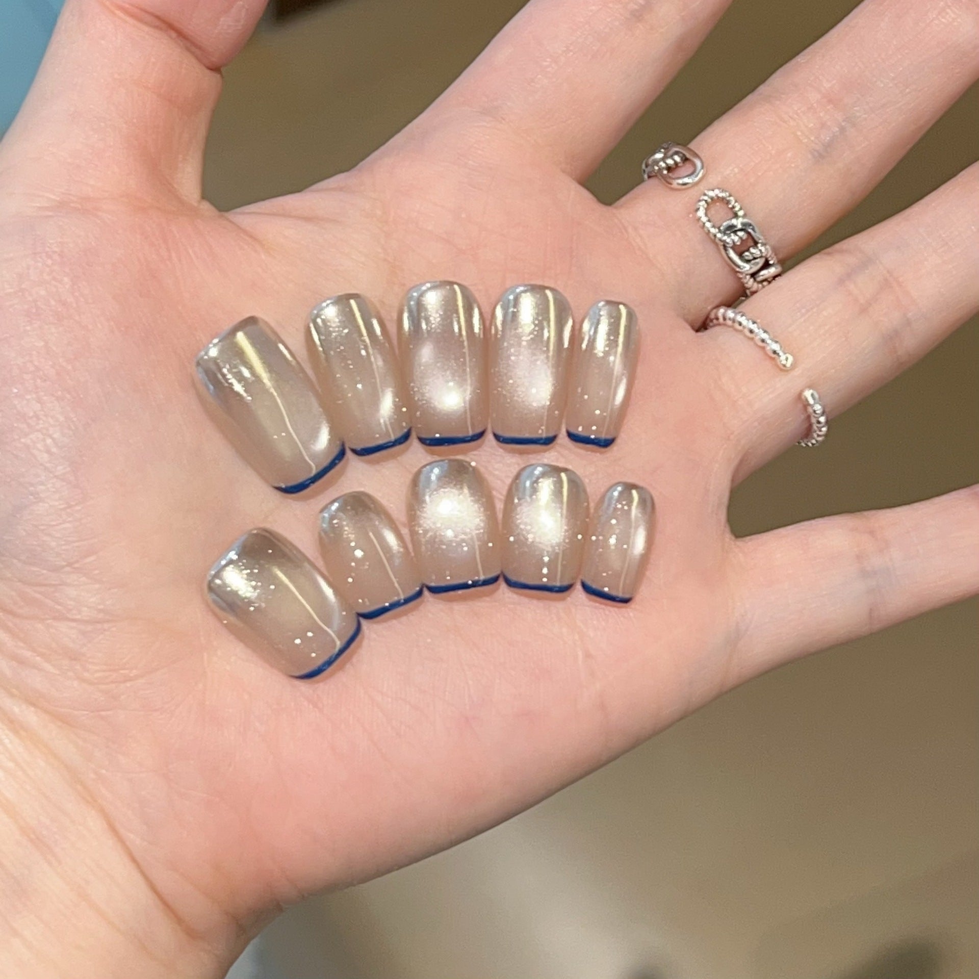 French Cat Eye Wearable Artificial Nails