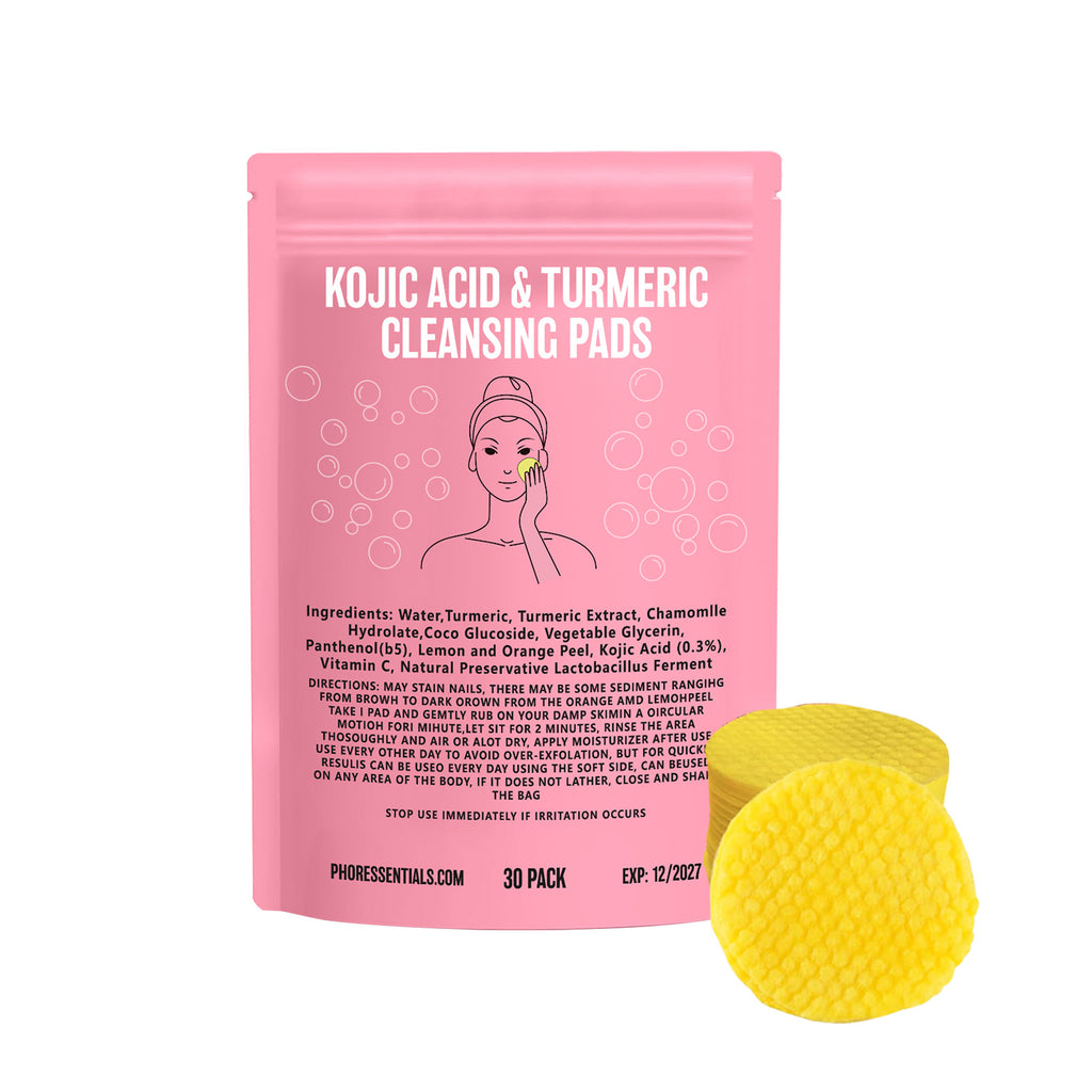 Kojic Acid Cleansing Pore Gentle Not Tight Daily Skin Care Moisturizing and Brightening Facial Turmeric Cleansing Pad