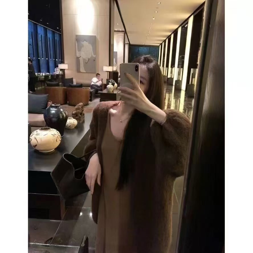 Soft and cozy Korean-style lazy-chic sweater coat for women