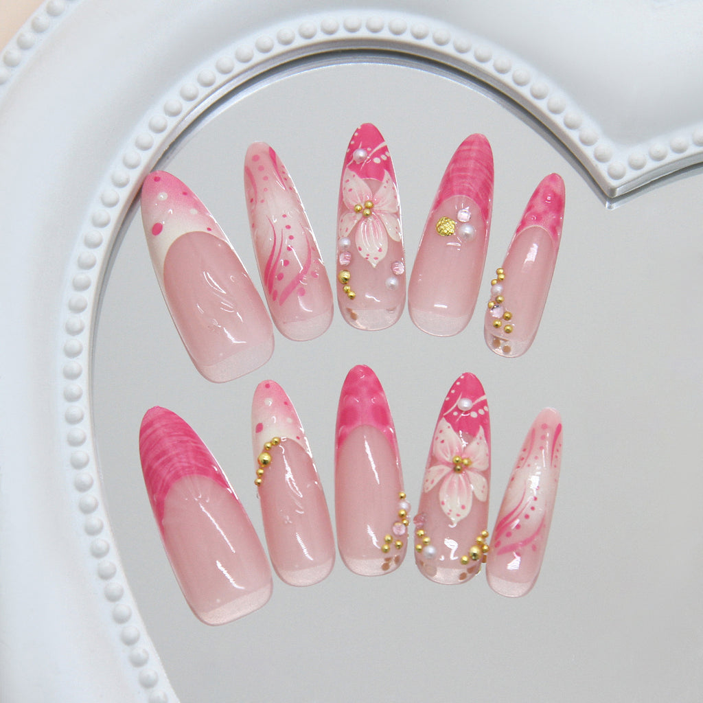 Floral Pearl Rhinestone Nail Art Decorations