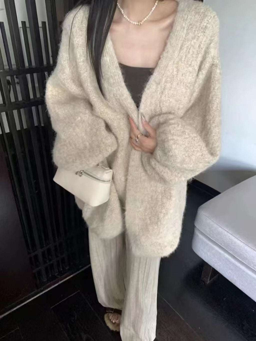 Soft and cozy Korean-style lazy-chic sweater coat for women