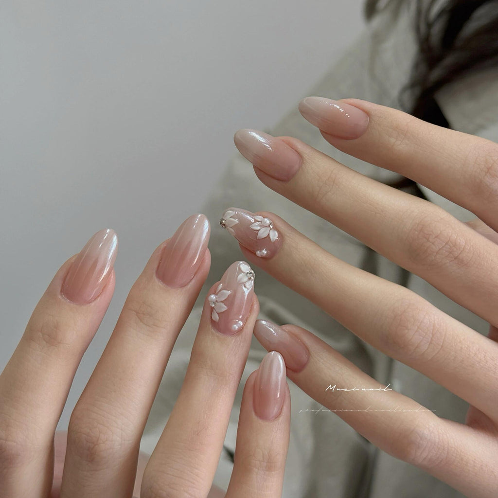 Cool white carved wearable nails