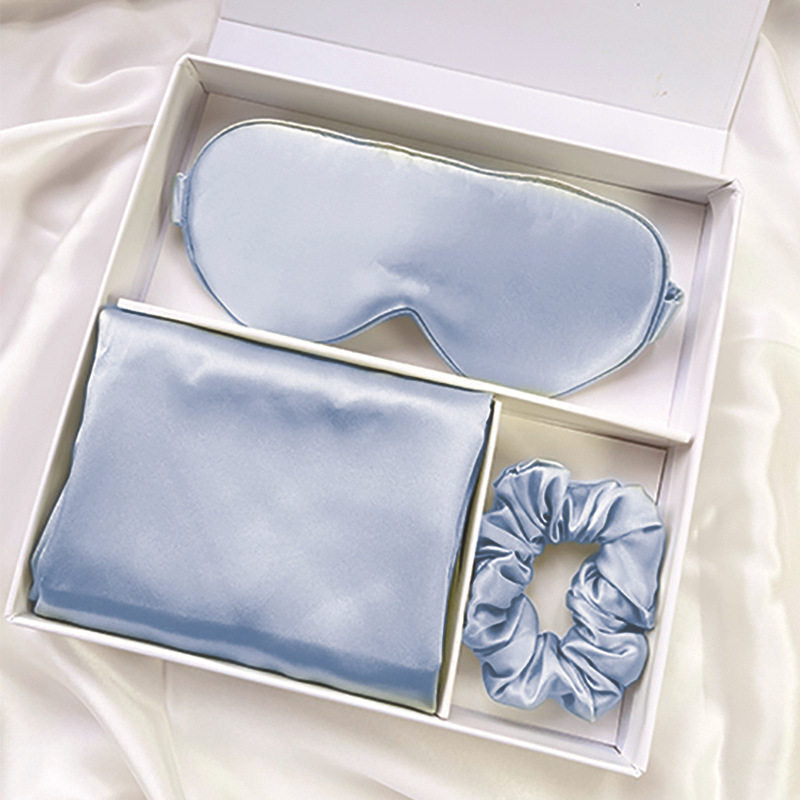 Luxury Mulberry Silk Sleep Set with Pillowcase Hair Tie Eye Mask