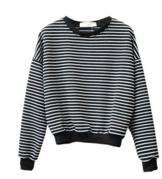 Black and White Striped Hoodie for Women - Casual Jacket
