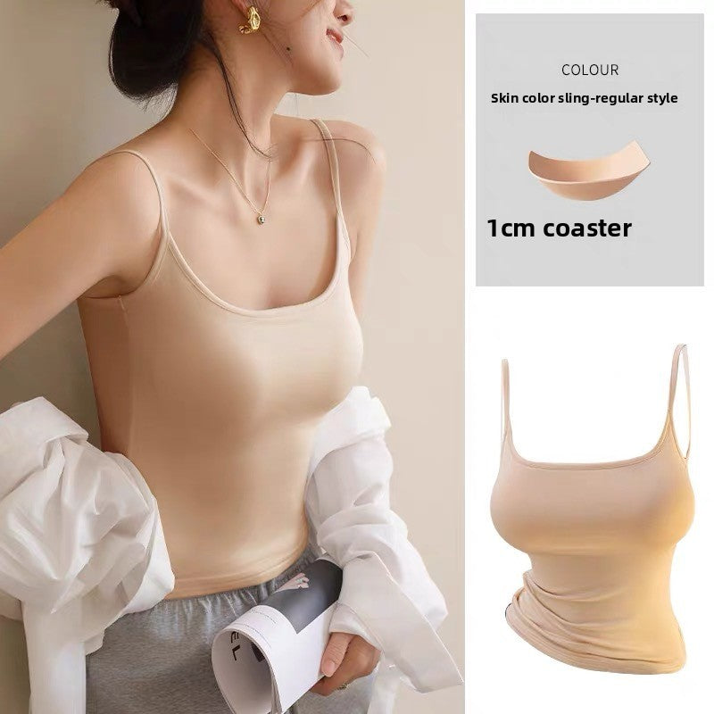 Cartoon Style Camisole with Built-In Chest Pads Sleeveless Top