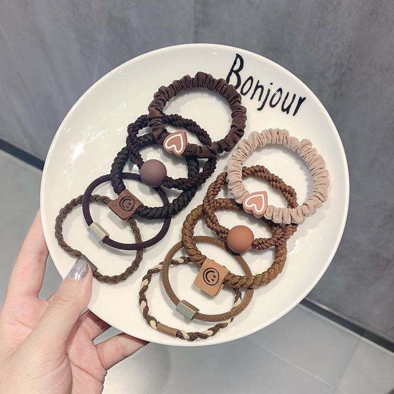 Coffee-colored high-end elastic hair tie