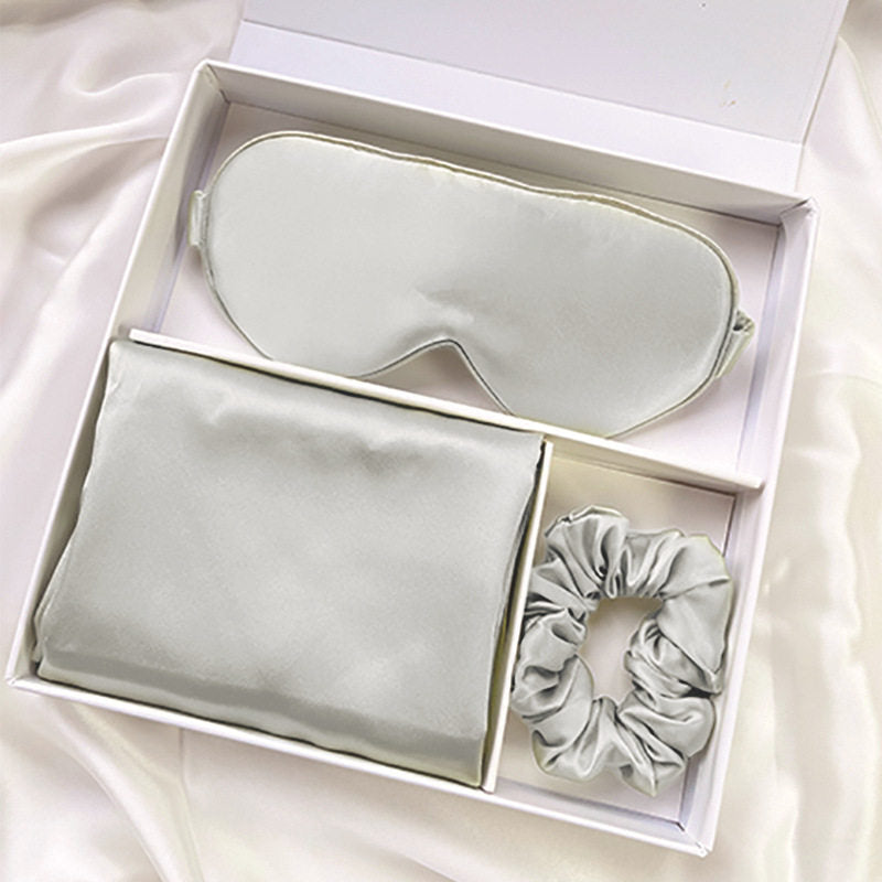 Luxury Mulberry Silk Sleep Set with Pillowcase Hair Tie Eye Mask