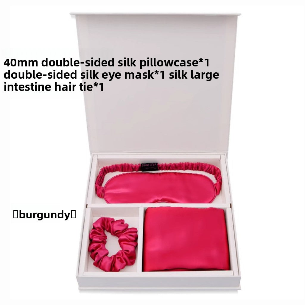Luxury Mulberry Silk Sleep Set with Pillowcase Hair Tie Eye Mask